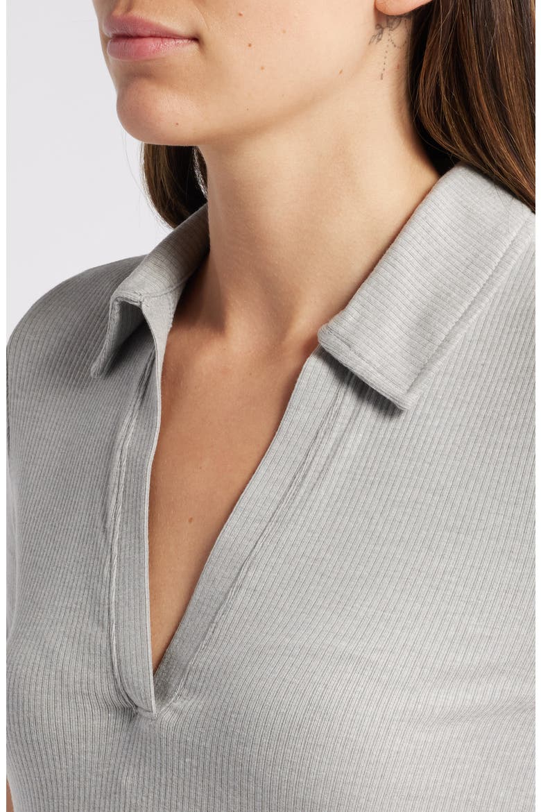 Drapey Rib Polo Top, Alternate, color, HTHR STEEL MORNING