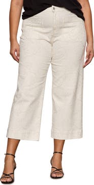 Sanctuary The Marine Embroidered Crop Wide Leg Jeans