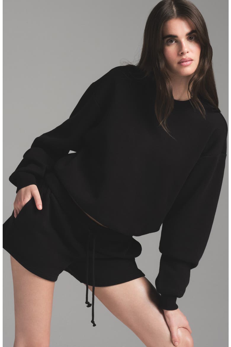 Cotton Fleece Blend Classic Crewneck Sweatshirt, Alternate, color, ONYX