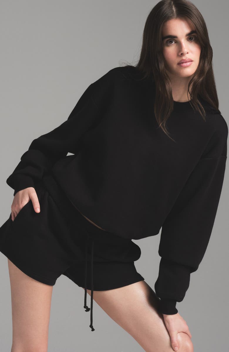 SKIMS Cotton Fleece Blend Classic Crewneck Sweatshirt, Alternate, color, Onyx