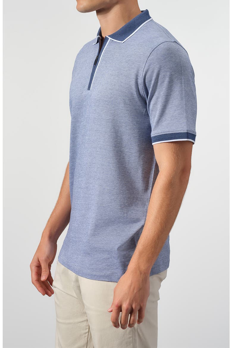 Quarter Zip Knit Polo, Alternate, color, STEEL BLUE