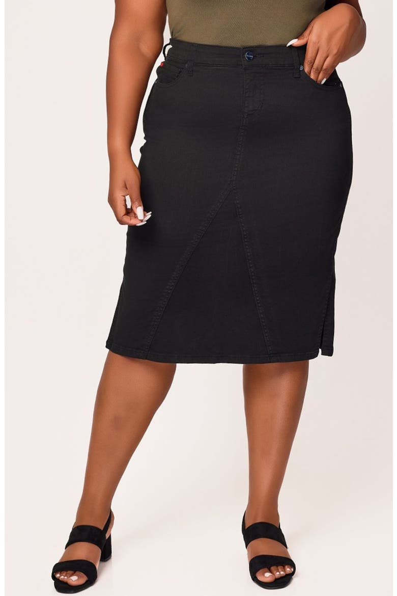 Denim Midi Skirt, Main, color, BLACK