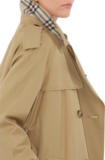 【関税・送料込み】Burberry Trench Castleford Long Beige Long Check Collar Castleford Trench Coat in Hamper - Women