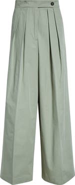 Dries Van Noten Pleated Cotton Wide Leg Pants