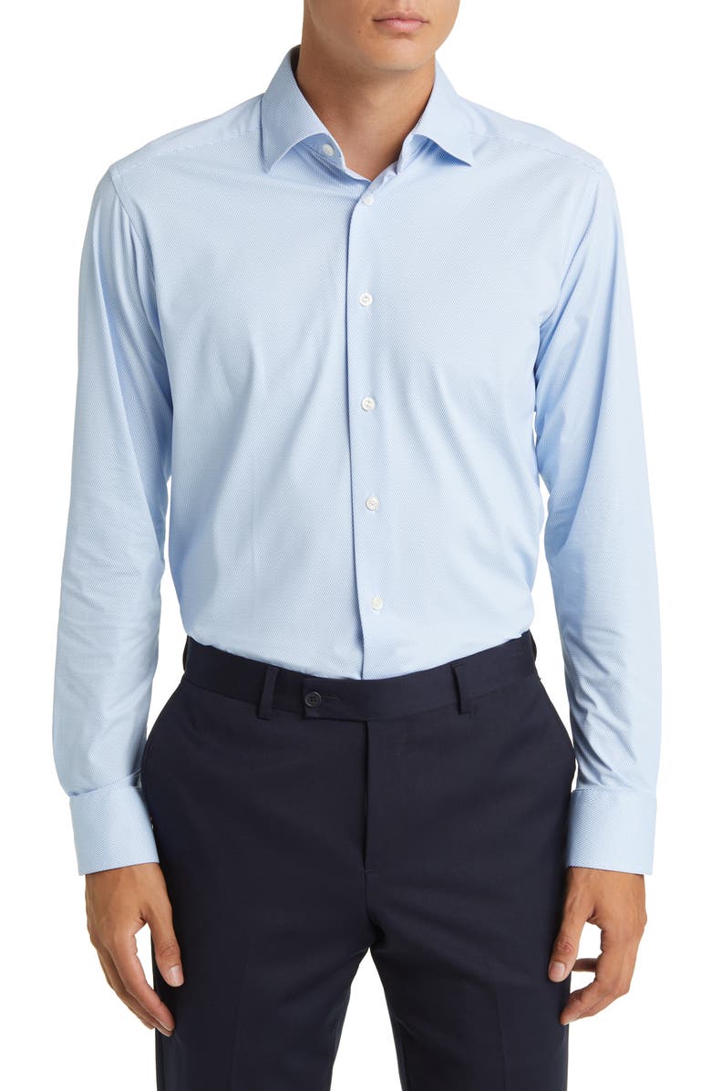 Eton Slim Fit Geometric Dress Shirt, Main, color, 