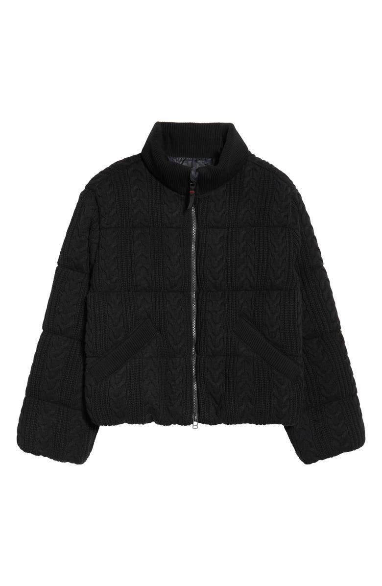 Marine Layer Alba Cable Knit Cotton Blend Puffer Jacket, Alternate, color, Black