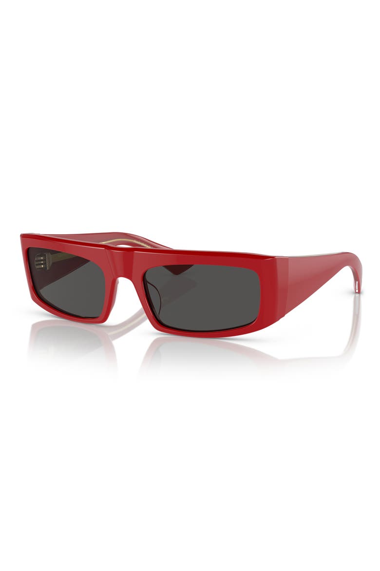 x KHAITE 1979C 56mm Rectangular Sunglasses, Alternate, color, RED