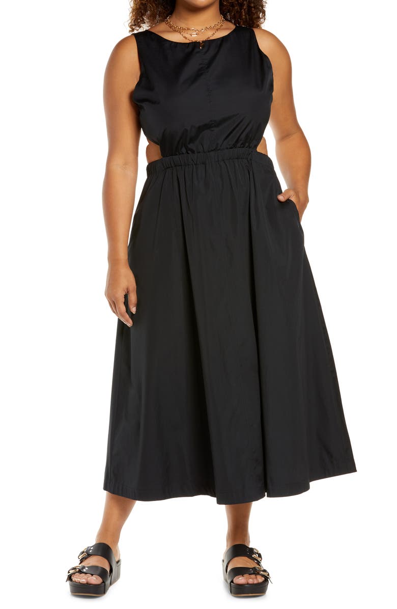 Open Edit Open Back Poplin Dress, Main, color, 