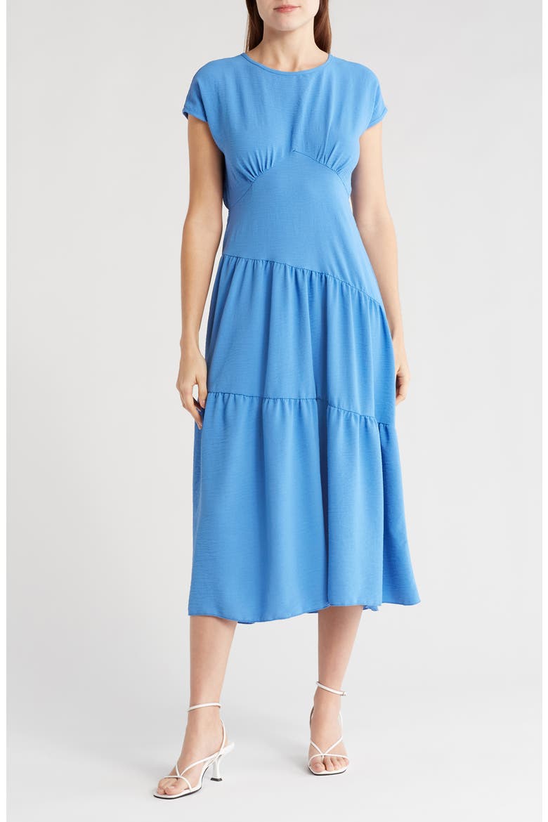 Tiered Midi Dress, Main, color, DENIM