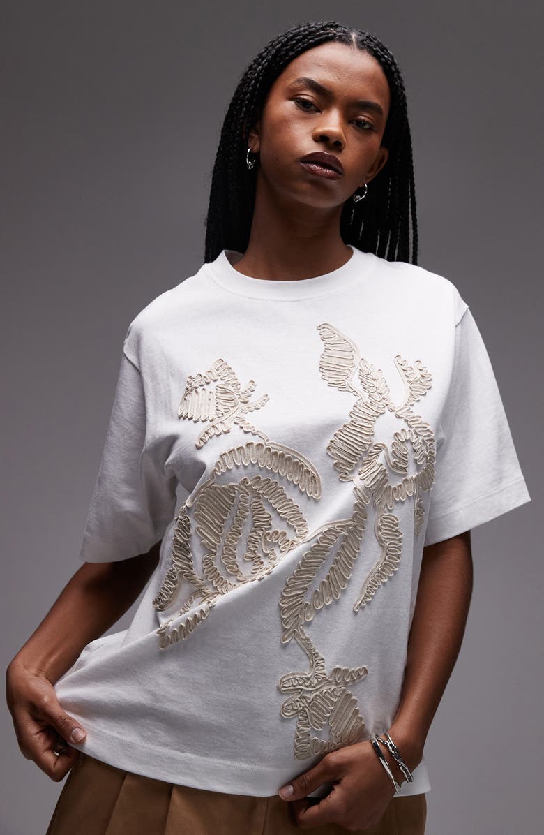Topshop Embroidered Oversized T-Shirt, Main, color,