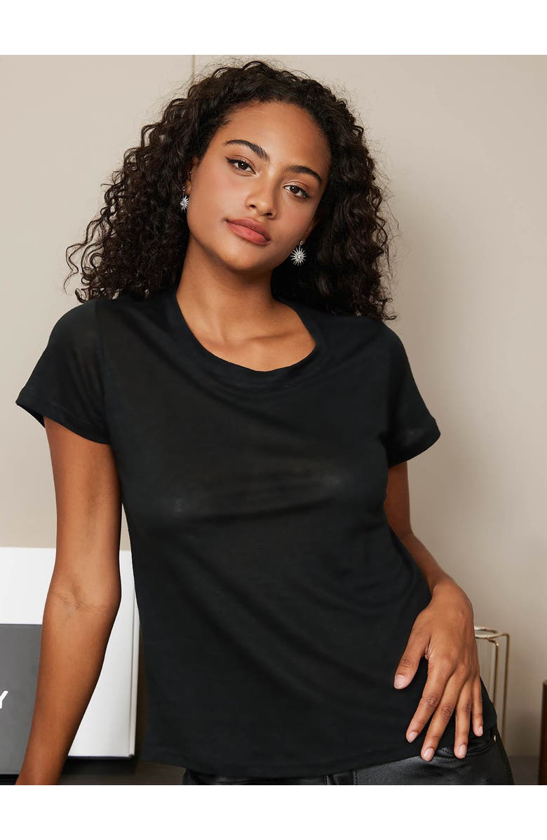 SILKSILKY Silk Knitted Round Neck T-Shirt, Alternate, color, 