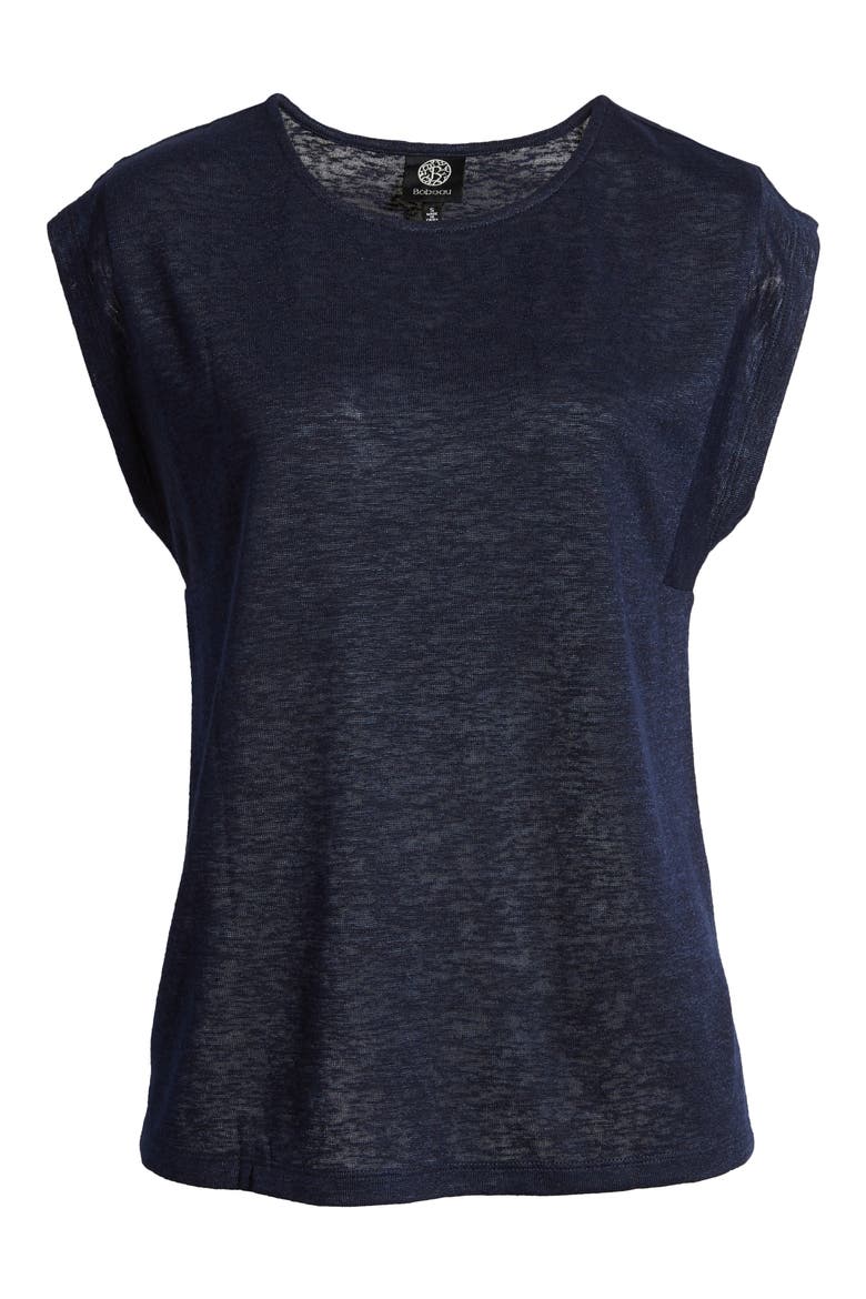Cap Sleeve Knit Top, Alternate, color, NAVY-SOLID