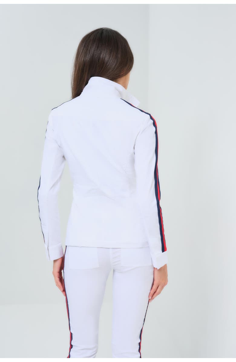 Anatomie Embossed Kensington Ultra-Light and Mesh Moto Jacket, Alternate, color, White W/ Red & Navy Stripe