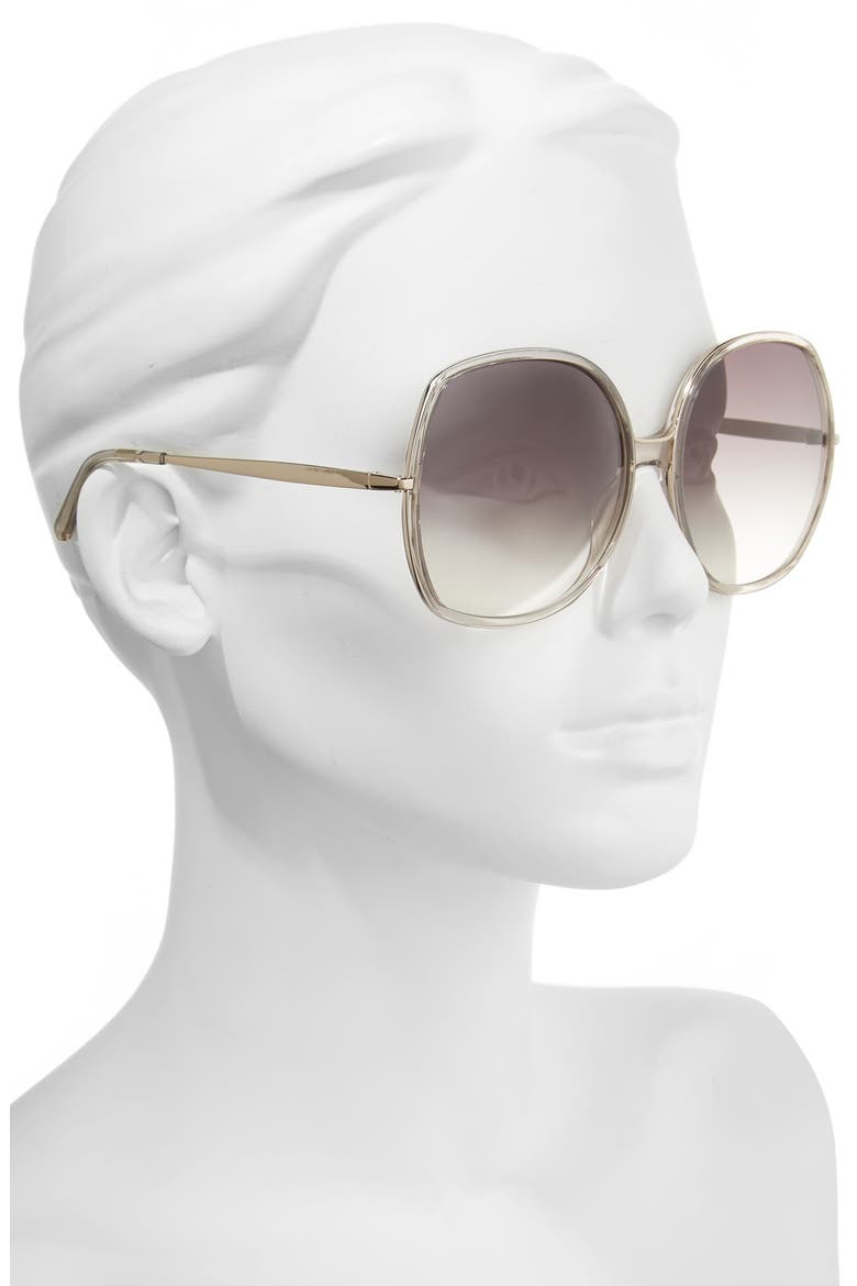 62mm Oversized Gradient Lens Square Sunglasses, Alternate, color, TURTLEDOVE