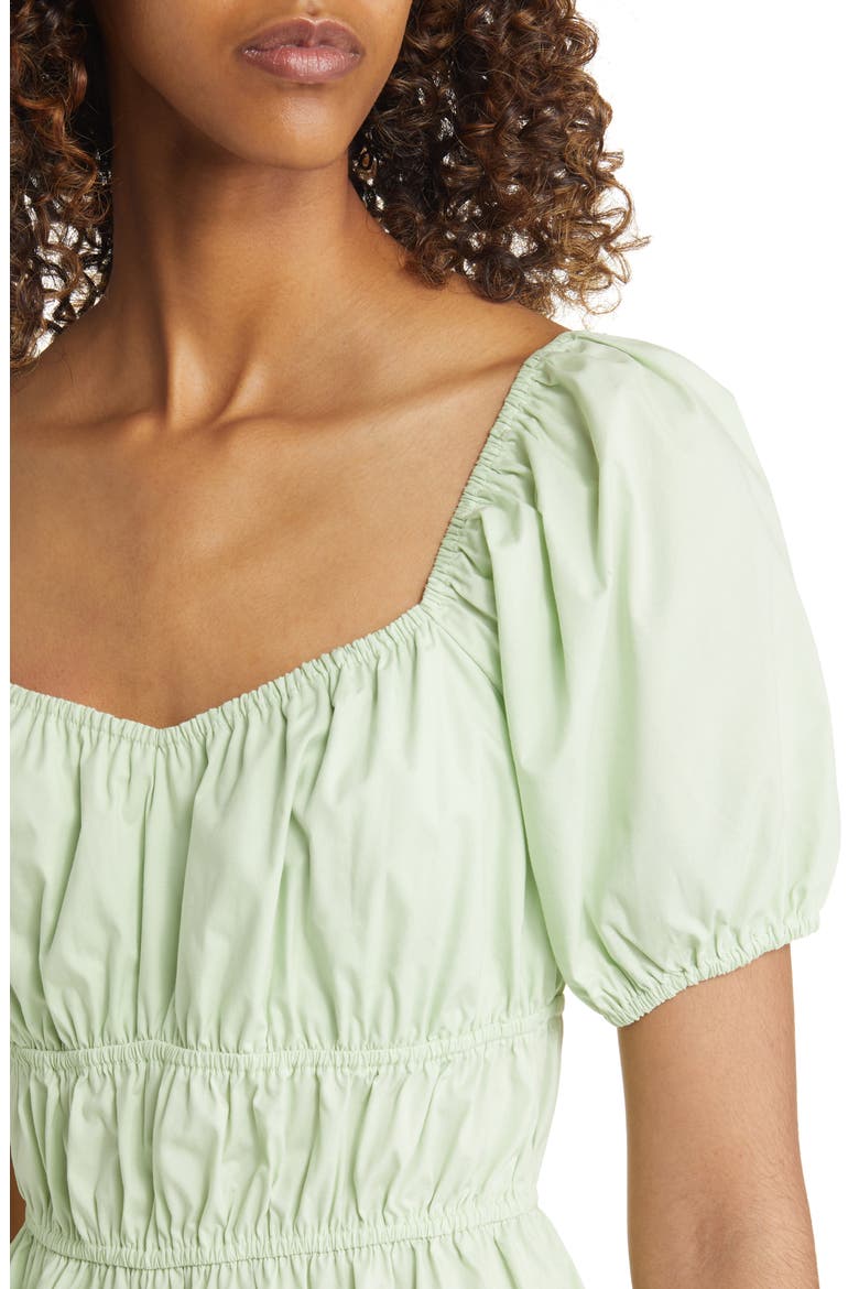 Shirred Puff Sleeve Dress, Alternate, color, GREEN GLEAM