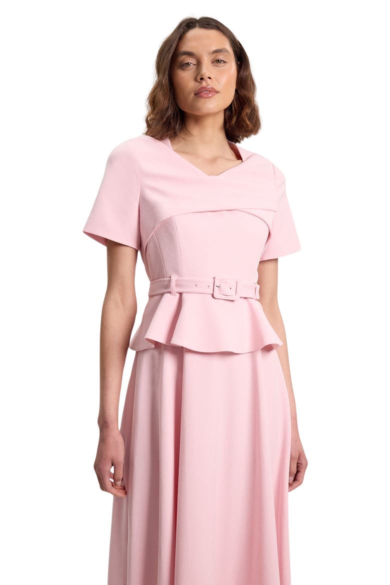 Belted Midi Dress, Alternate, color, Light Pink