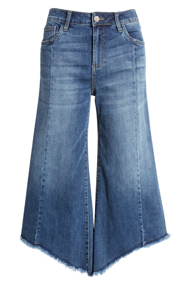 High Waist Crop Gaucho Jeans, Alternate, color, CONCERT BLUE