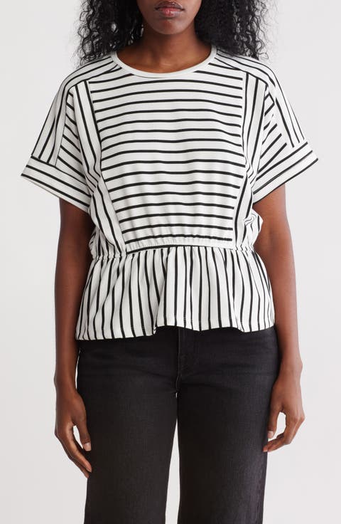 Stripe Knit Peplum T-Shirt
