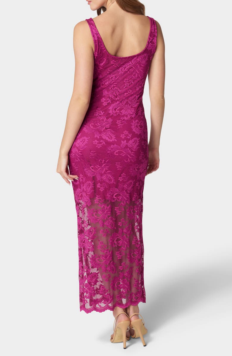 bebe Square Neck Lace Maxi Dress, Alternate, color, Fuchsia