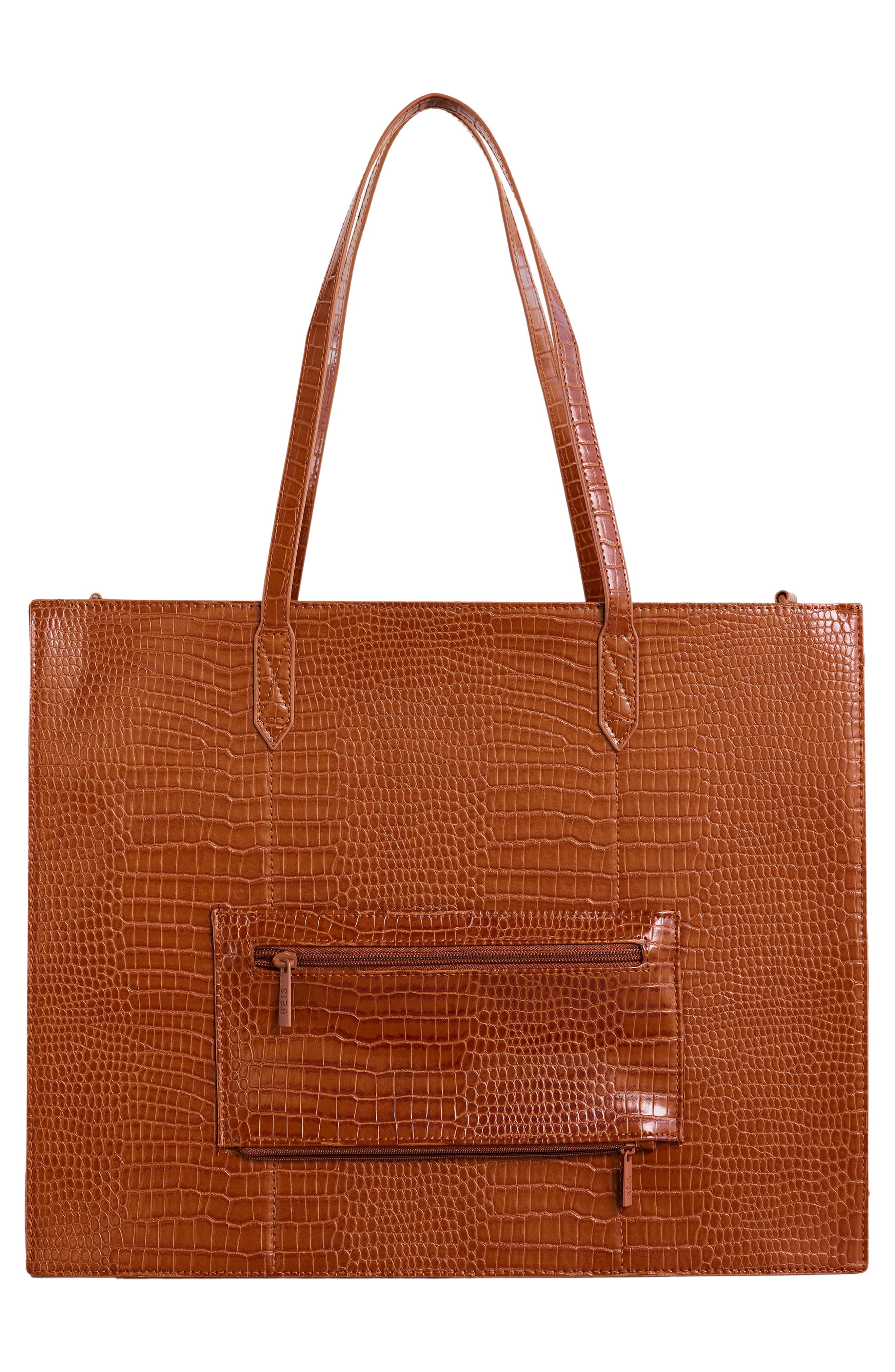 Béis The Large Croc Embossed Work Tote & Laptop Sleeve, Alternate, color, 