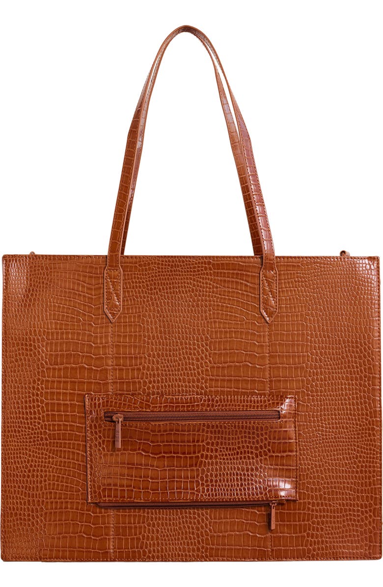 Béis The Large Croc Embossed Work Tote & Laptop Sleeve, Alternate, color,