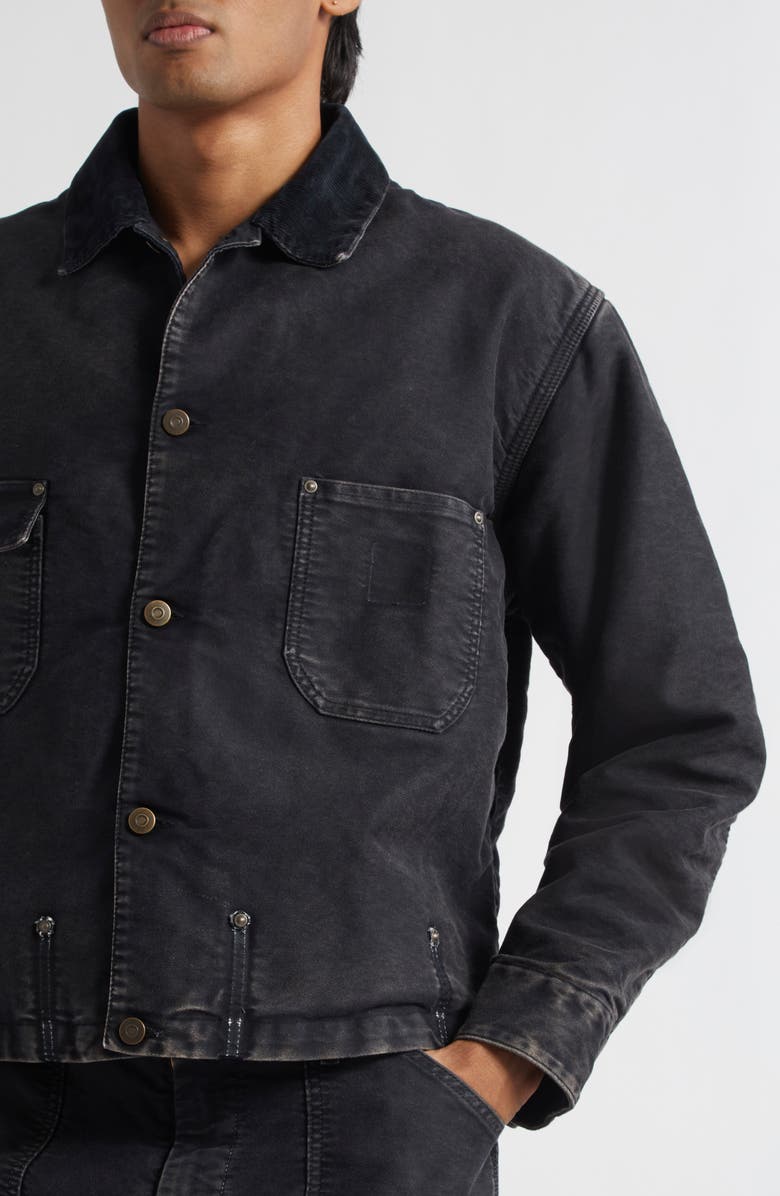 Maison Margiela Corduroy Collar Cotton Moleskin Sports Jacket, Alternate, color, Marbr Black