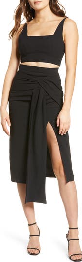 Indiebeautie Colorblock Crop Top & Slit Skirt Set