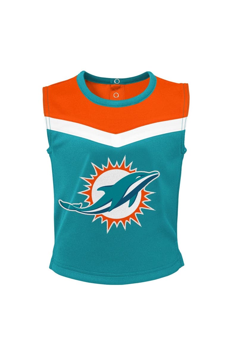 Outerstuff Girls Toddler Aqua Miami Dolphins Spirit Cheer Three-Piece Cheerleader Set, Alternate, color, Aqua