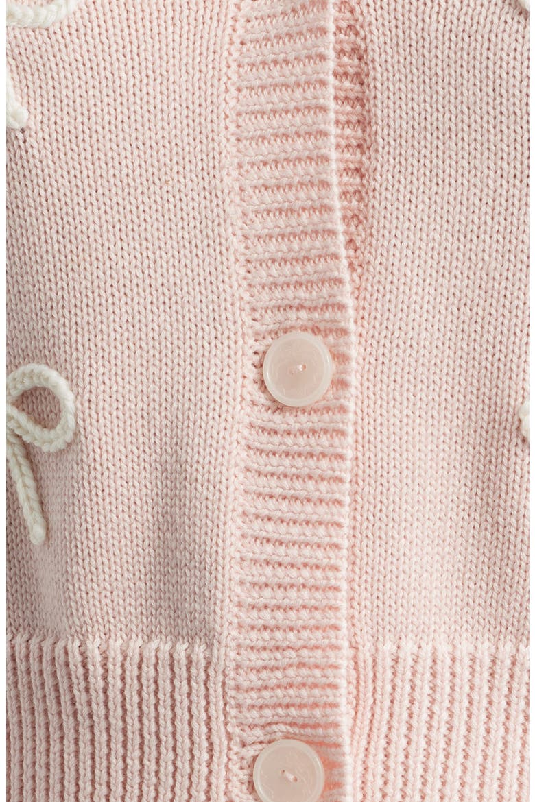 Francette Bow Cotton & Wool Cardigan, Alternate, color, PETAL MERINGUE