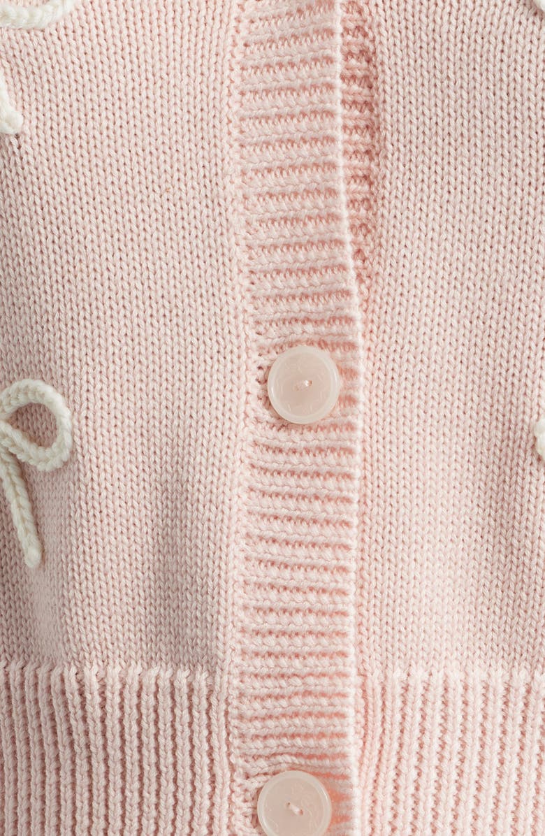 LoveShackFancy Francette Bow Cotton & Wool Cardigan, Alternate, color, Petal Meringue