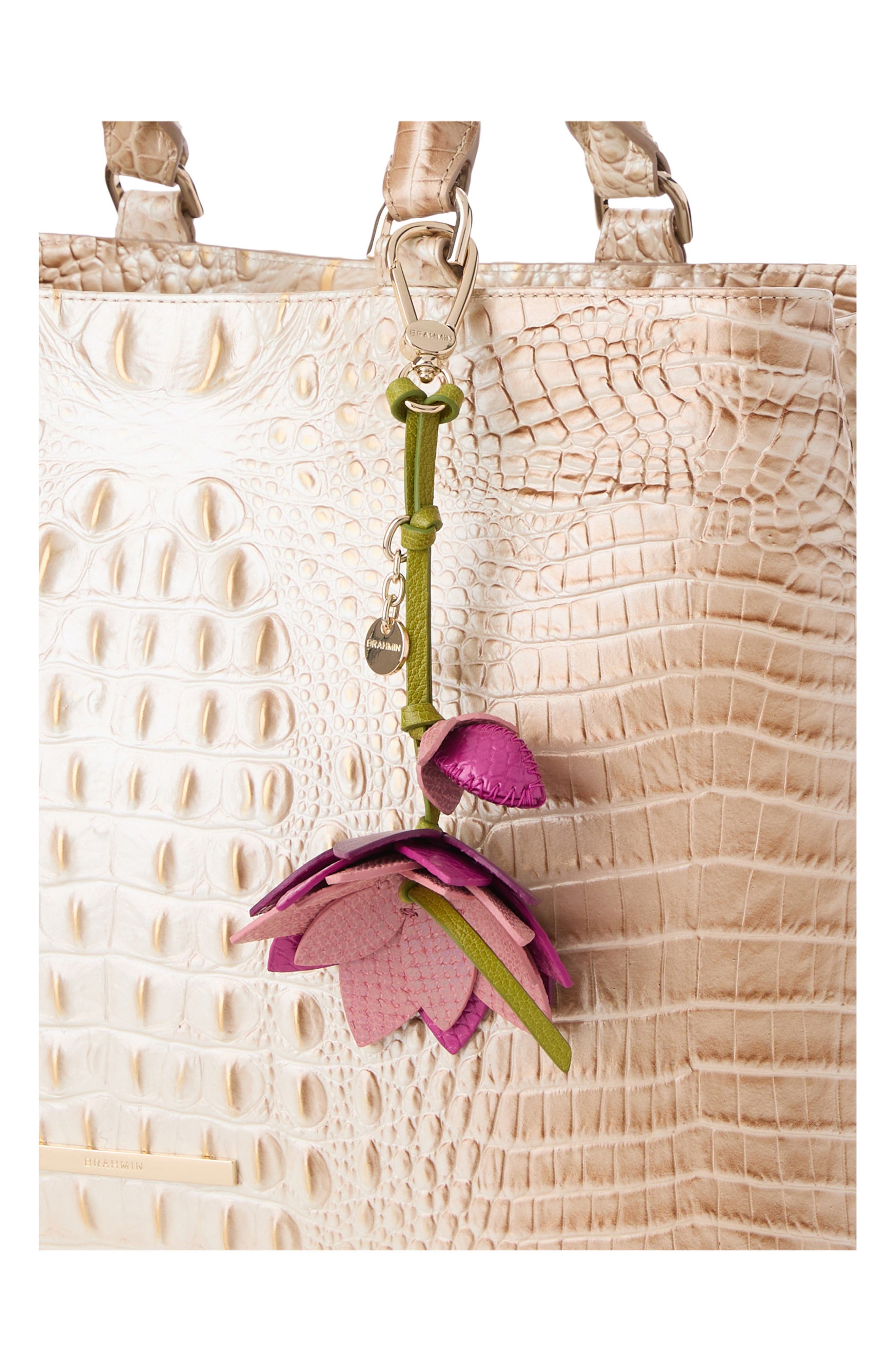 Brahmin Lotus Leather Bag Charm, Alternate, color, Island Petal