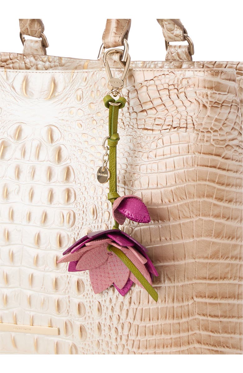Brahmin Lotus Leather Bag Charm, Alternate, color, Island Petal