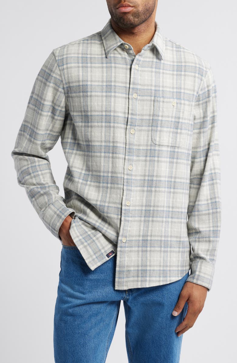 Faherty Plaid Super Brushed Stretch Flannel Button-Up Shirt, Main, color, Grey Falls Plaid