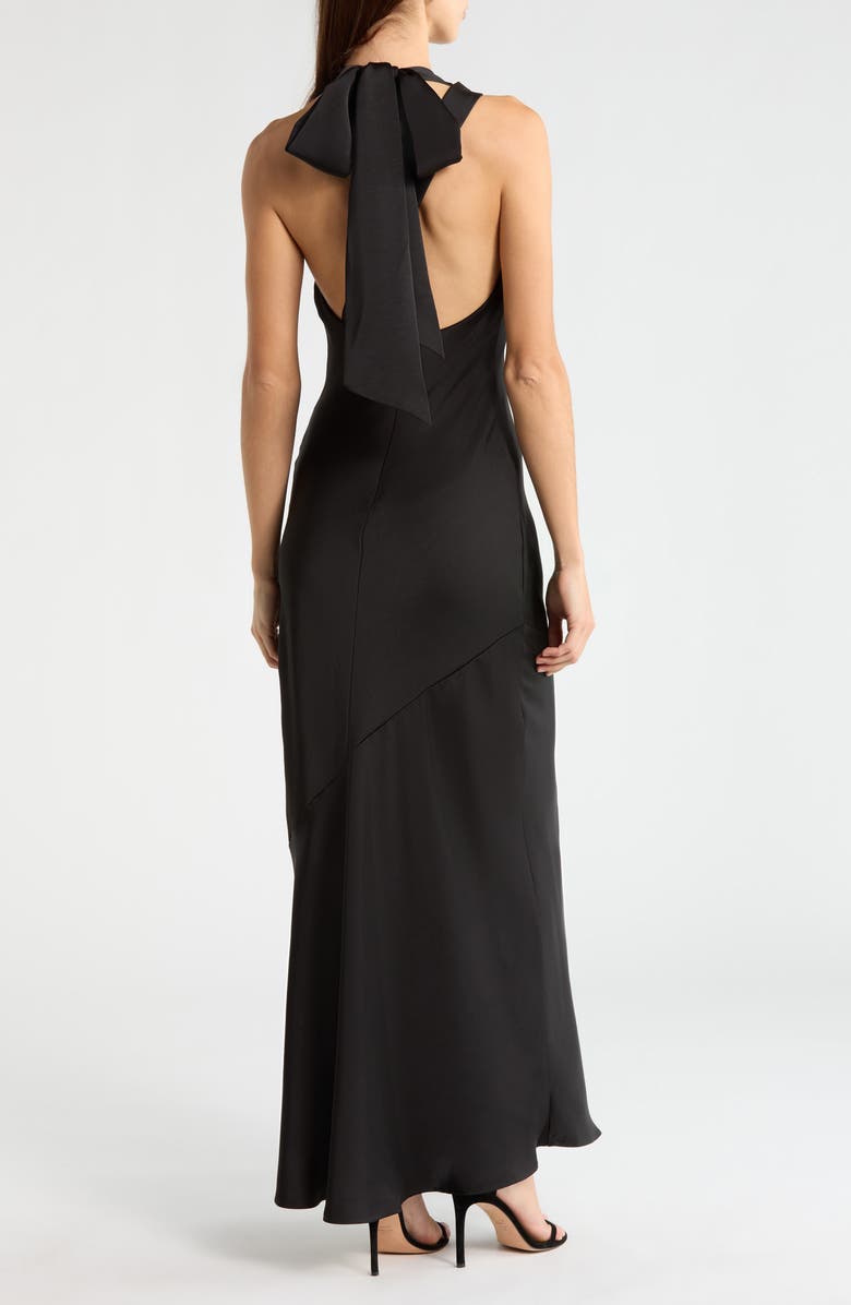 ASTR the Label Varya Cowl Neck Satin Maxi Slipdress, Alternate, color, Black