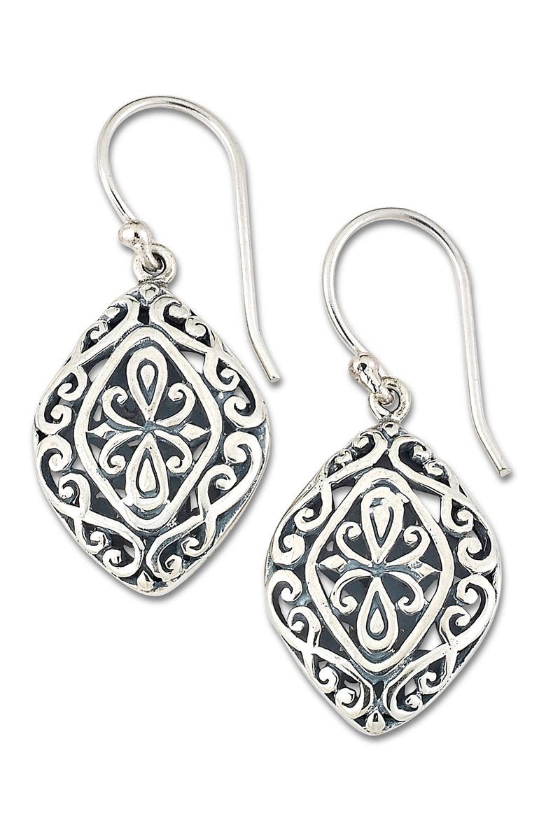 SAMUEL B. Sterling Silver Filigree Scrollwork Earrings, Main, color, 