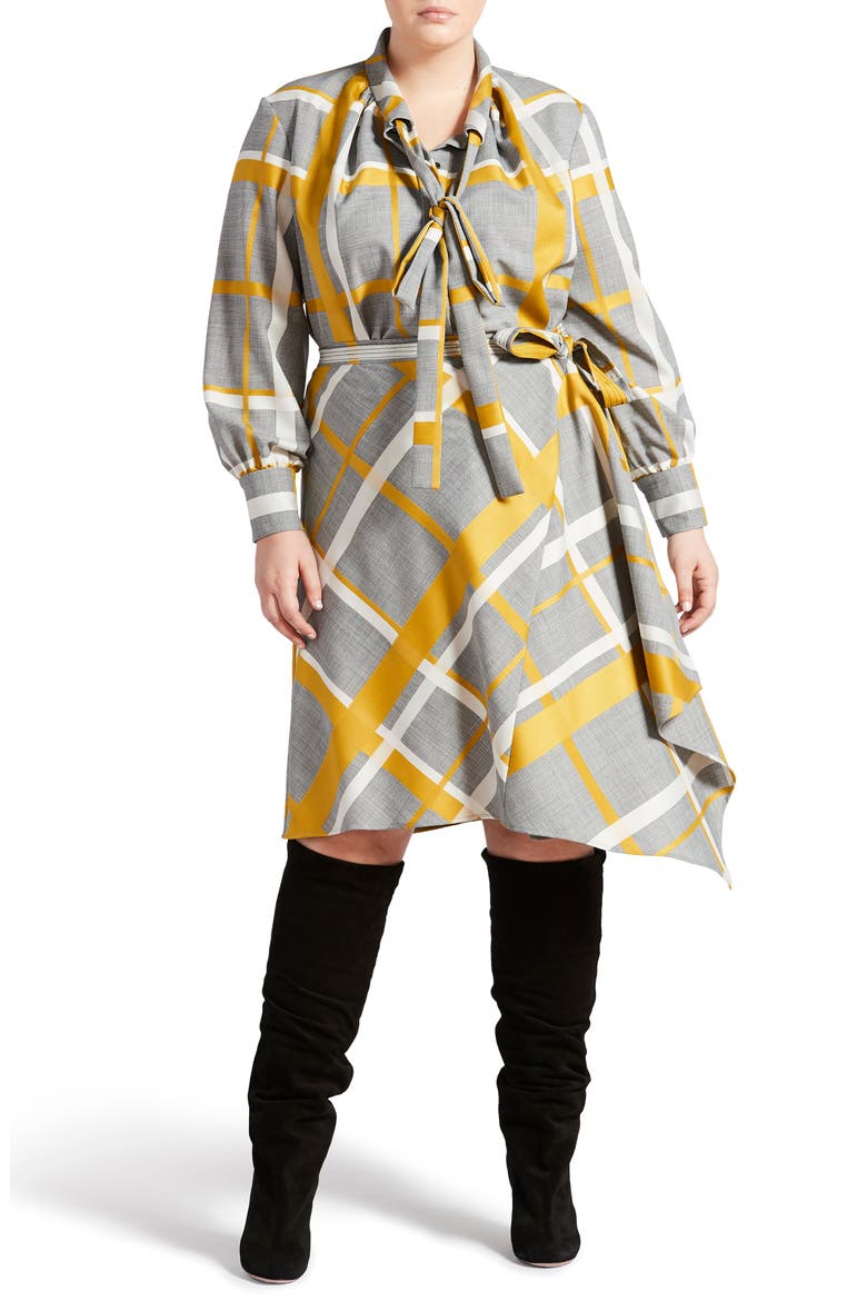 Tunnel Bow Wool Blend Blouse, Alternate, color, GRAY MULTI