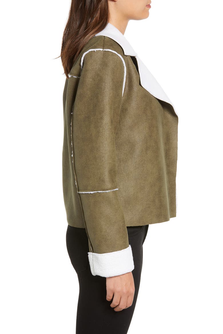 Faux Shearling Moto Jacket, Alternate, color, GREEN