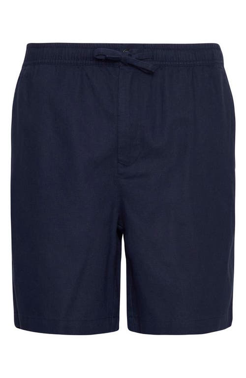 Shop Barbour Relaxed Fit Linen & Cotton Drawstring Shorts In Navy
