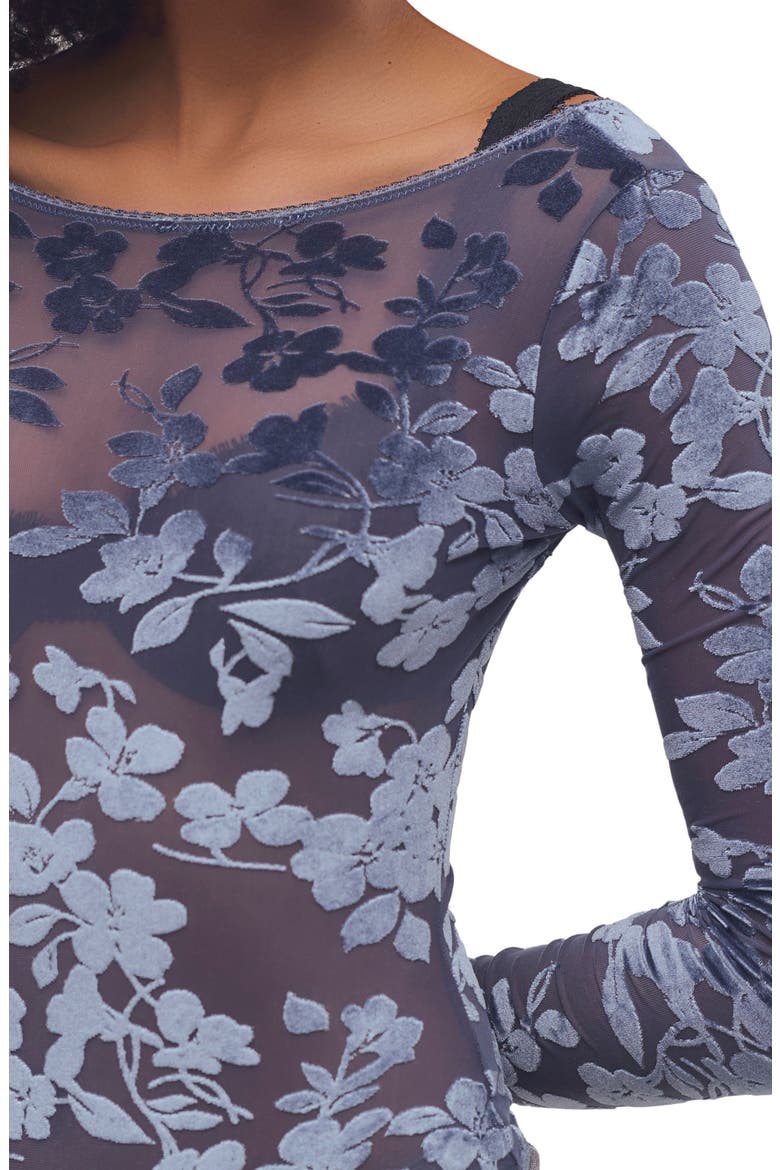 Intimately FP Loved You First Floral Embroidered Bodysuit, Alternate, color, VINTAGE INDIGO COMBO