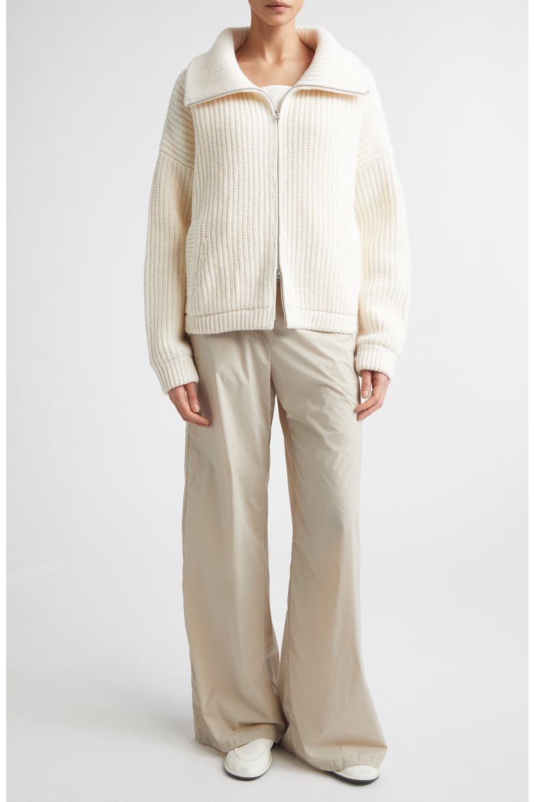 Rib Wool Sweater Knit Bomber Jacket, Alternate, color, 1010 BIANCO
