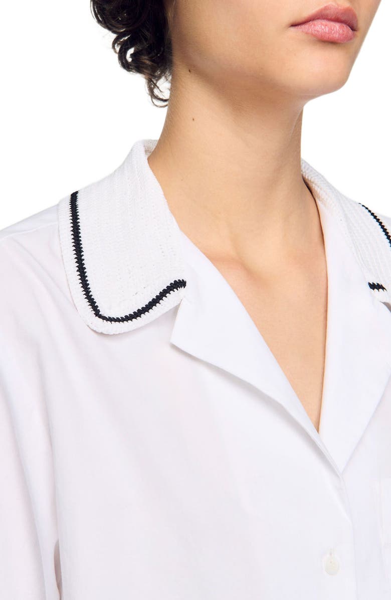 SANDRO Crochet collar shirt, Alternate, color, 