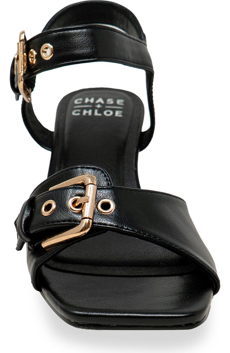 CHASE AND CHLOE Darwyn Double Buckle Sandal, Alternate, color, Black