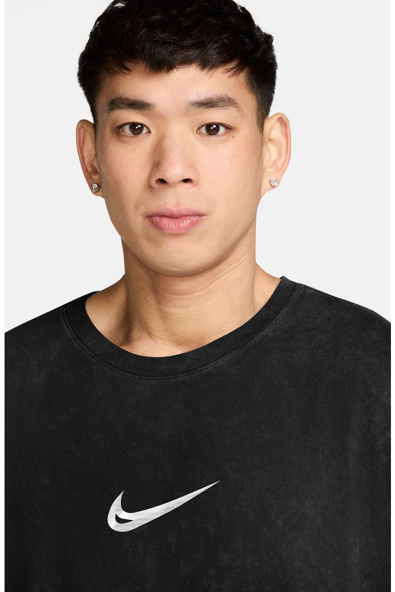 Swoosh Graphic Loose Sleeveless T-Shirt, Alternate, color, BLACK/ WHITE