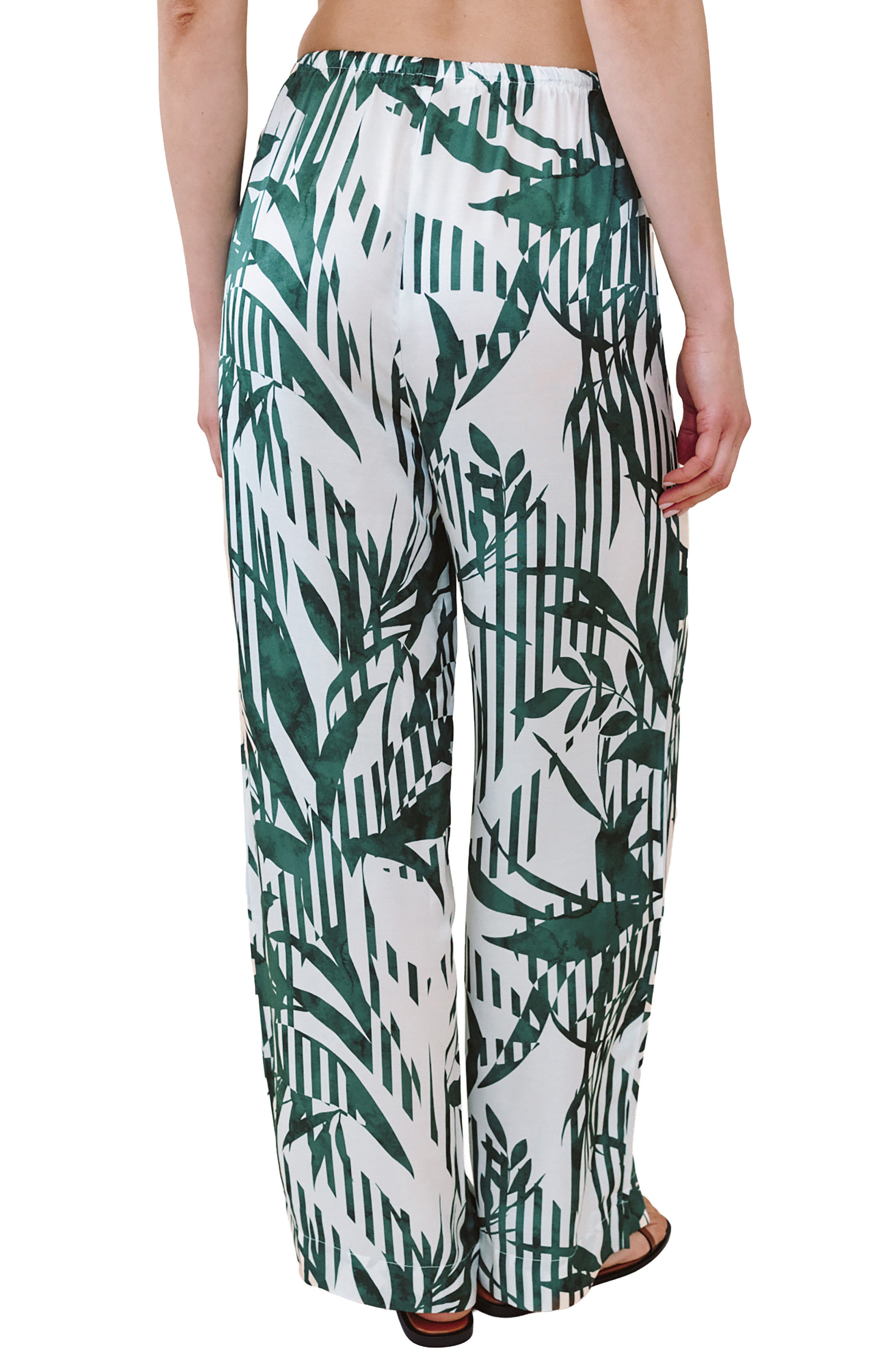 Abstract Leaf Print Wide Leg Pants - image 2
