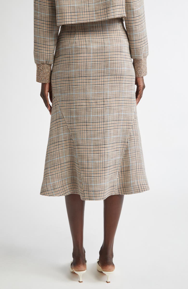 ST. JOHN Prince of Wales Plaid Midi Skirt, Alternate, color, Camel/ Ecru/ Mouline
