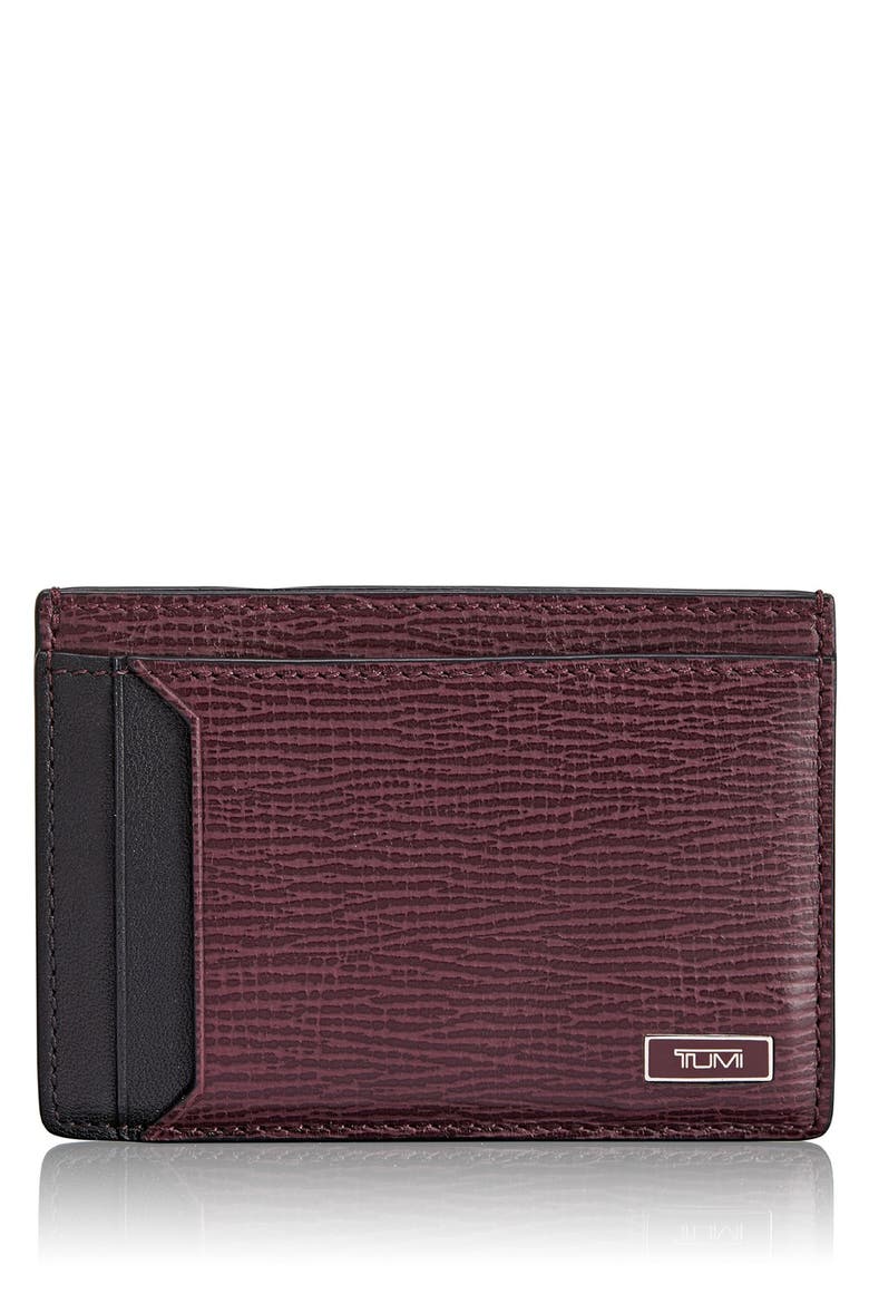 Monaco Leather Money Clip Card Case, Main, color, MERLOT