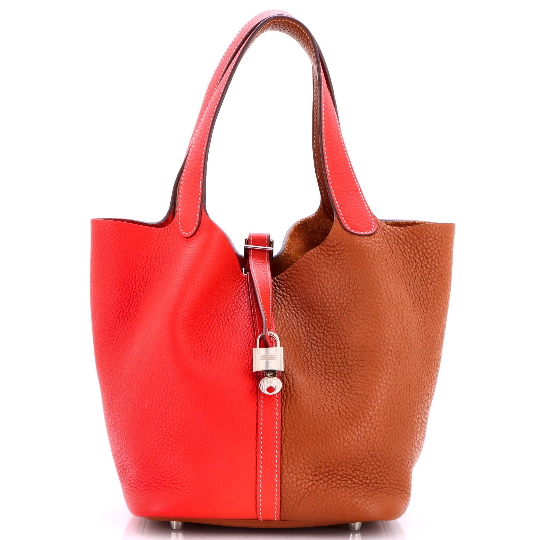 Picotin Lock Bag Bicolor Clemence MM, Main, color, Red