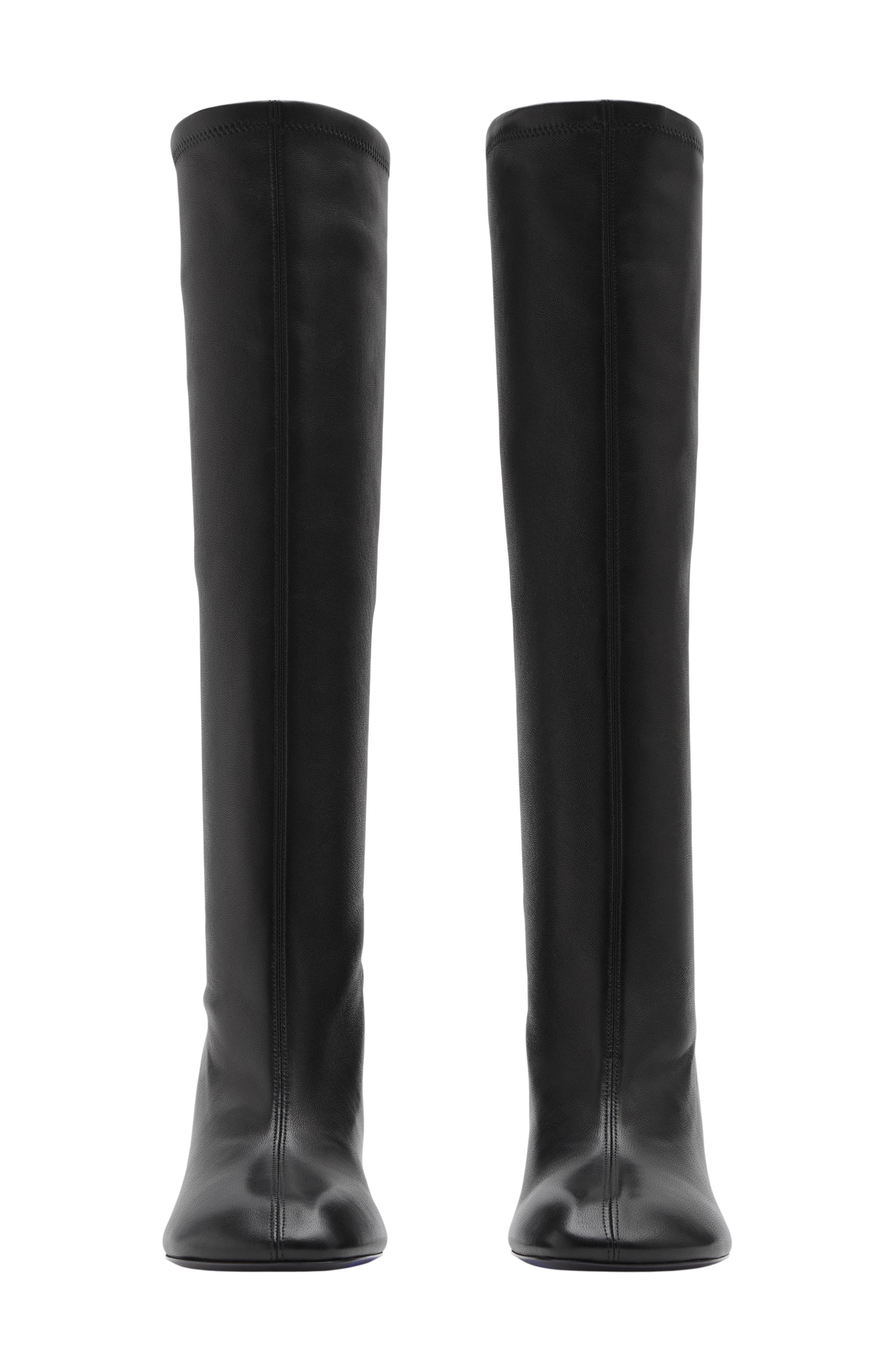 Burberry Baby Knee High Leather Boot, Alternate, color, Black