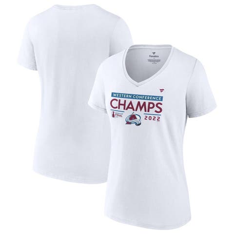 Women's Fanatics Branded White Colorado Avalanche 2022 Western Conference Champions Locker Room V-Neck T-Shirt