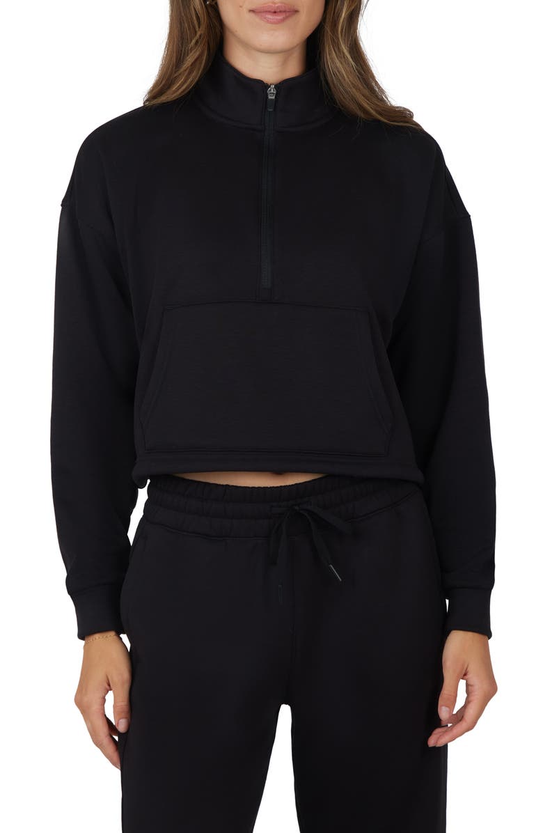 YOGALICIOUS Nadia Scuba Knit Fleece Half Zip Pullover, Main, color,